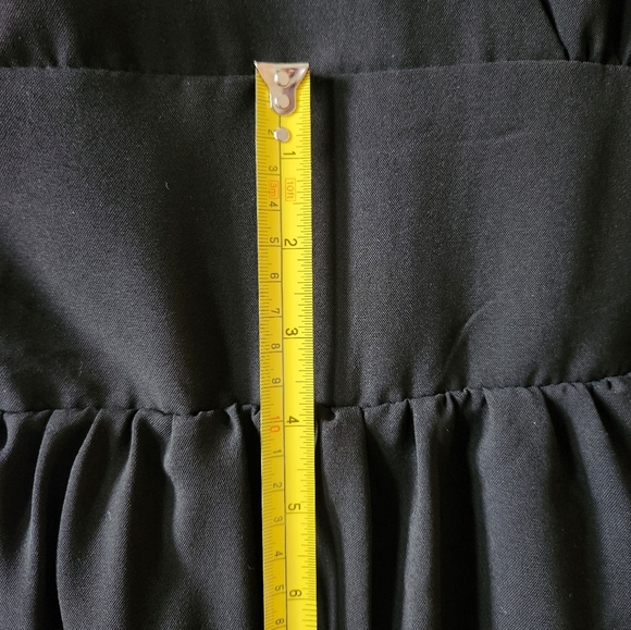 Black Size L Midi A-Line Dress with Waist Band V Neck Zipper Closure- BNWT - Picture 14 of 15